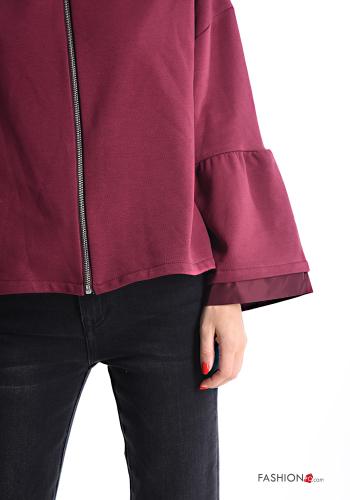 Felpa in Cotone maniche volant maniche lunghe con zip con cappuccio - ph 4
