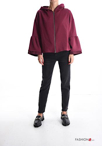 Felpa in Cotone maniche volant maniche lunghe con zip con cappuccio - ph 5