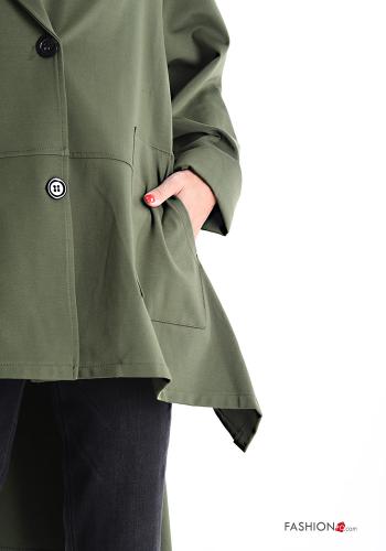 lange ärmel asymmetrisch Jacke aus Baumwolle mit Knöpfen ohne Futter mit Taschen - ph 4