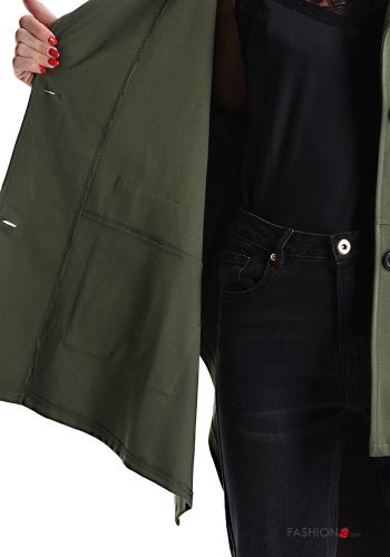 lange ärmel asymmetrisch Jacke aus Baumwolle mit Knöpfen ohne Futter mit Taschen - ph 5