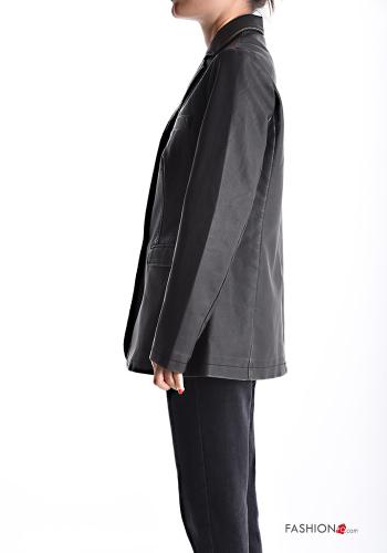 faux leather long sleeve Jacket with buttons with lining with pockets - ph 3