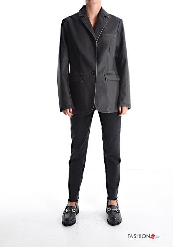 faux leather long sleeve Jacket with buttons with lining with pockets - ph 5
