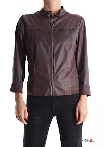 faux leather long sleeve Suede Jacket with zip without lining - ph 1