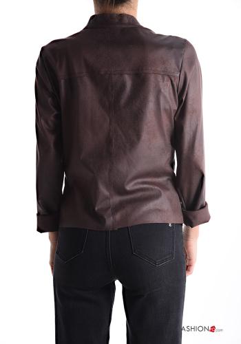 faux leather long sleeve Suede Jacket with zip without lining - ph 2