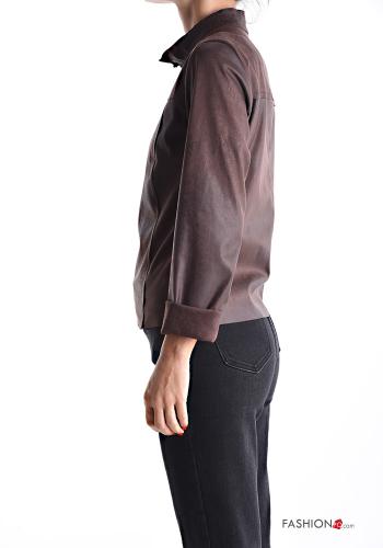 faux leather long sleeve Suede Jacket with zip without lining - ph 3