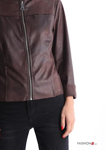 faux leather long sleeve Suede Jacket with zip without lining - ph 4