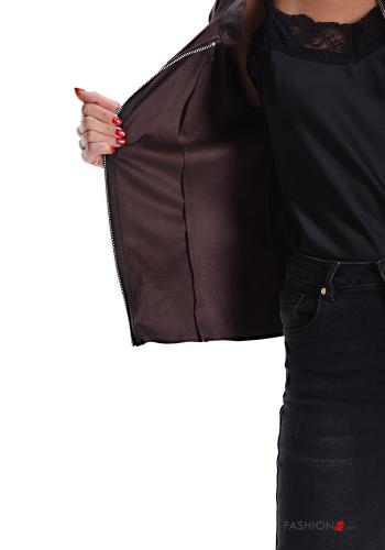 faux leather long sleeve Suede Jacket with zip without lining - ph 6