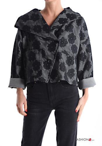 Floral long sleeve with collar mini Jacket with buttons without lining with pockets - ph 1