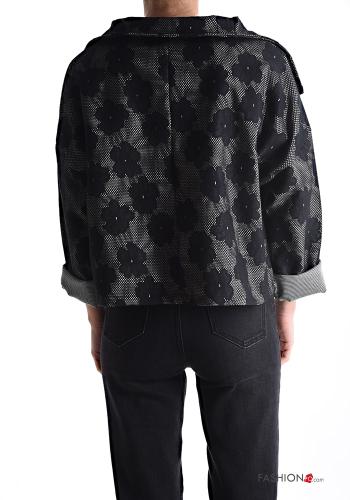 Floral long sleeve with collar mini Jacket with buttons without lining with pockets - ph 2