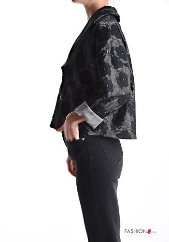 Floral long sleeve with collar mini Jacket with buttons without lining with pockets - ph 3