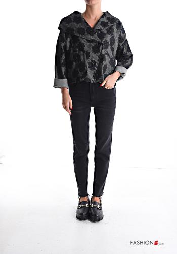Floral long sleeve with collar mini Jacket with buttons without lining with pockets - ph 5