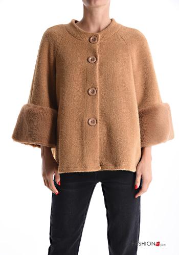 Manteau fourrure synthétique manches longues à boutons sans doublure - ph 1