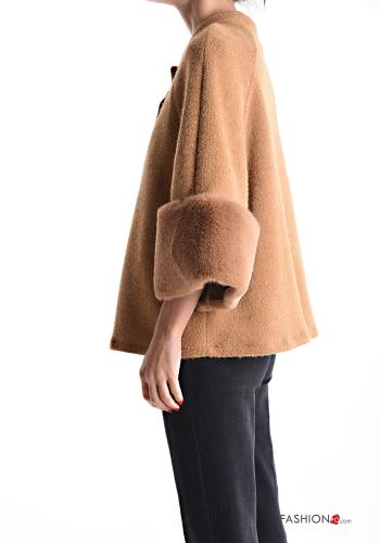 Manteau fourrure synthétique manches longues à boutons sans doublure - ph 3