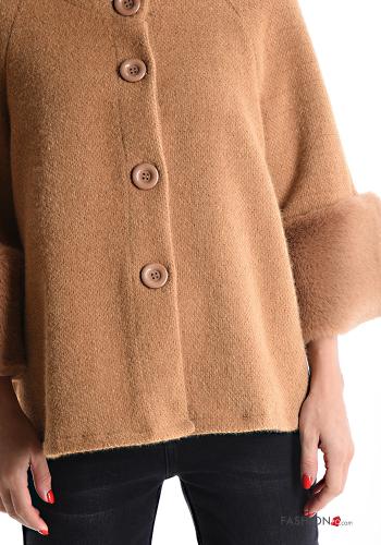 Manteau fourrure synthétique manches longues à boutons sans doublure - ph 4