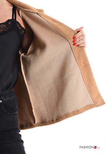Manteau fourrure synthétique manches longues à boutons sans doublure - ph 6