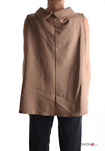 ärmellos mit kragen Bluse mit Taschen - ph 2