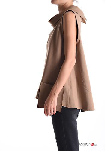 ärmellos mit kragen Bluse mit Taschen - ph 3