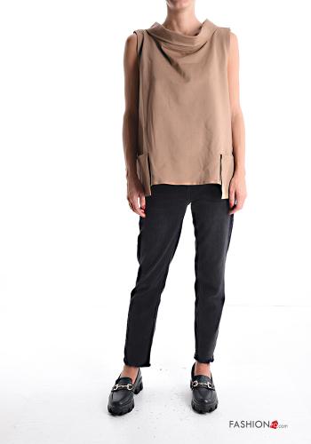 ärmellos mit kragen Bluse mit Taschen - ph 5