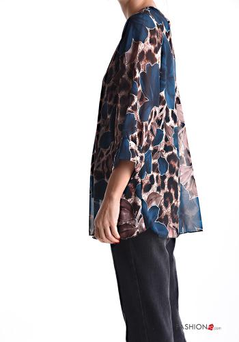 Blumenmuster chiffon Bluse mit V-Ausschnitt 3/4 ärmel - ph 3