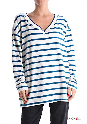 Maglietta a manica lunga Fantasia righe scollo a V - ph 1