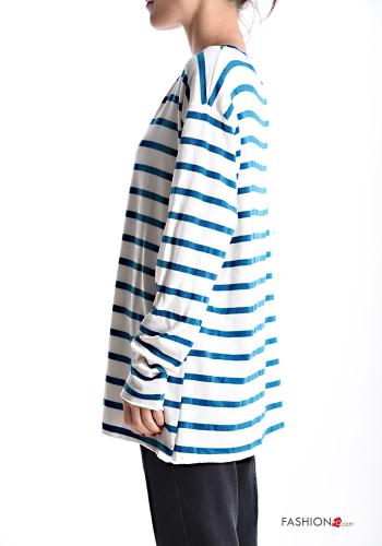 Maglietta a manica lunga Fantasia righe scollo a V - ph 3