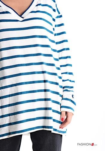 Maglietta a manica lunga Fantasia righe scollo a V - ph 4