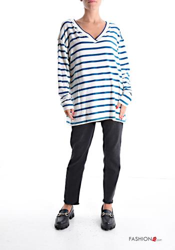 Maglietta a manica lunga Fantasia righe scollo a V - ph 5