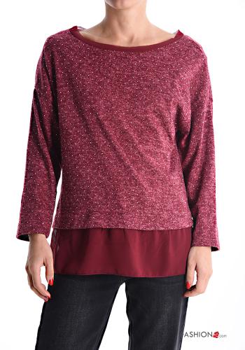 T-shirt à manches longues chiffon col rond avec clous - ph 1