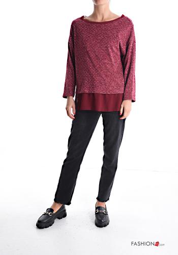 T-shirt à manches longues chiffon col rond avec clous - ph 5