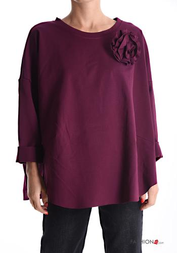 Blusa taglio vivo maniche lunghe girocollo con fiocco - ph 1