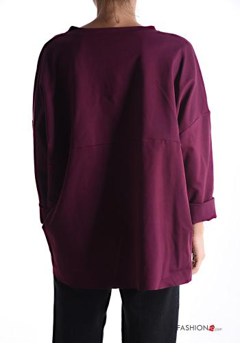 Blusa taglio vivo maniche lunghe girocollo con fiocco - ph 2