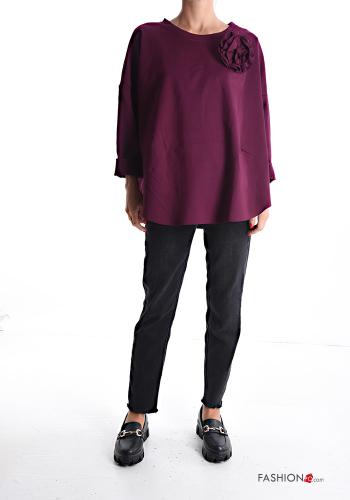 Blusa taglio vivo maniche lunghe girocollo con fiocco - ph 5