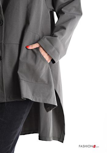 Giacca in Cotone asimmetrico taglio vivo con colletto senza fodera con bottoni con tasche - ph 4