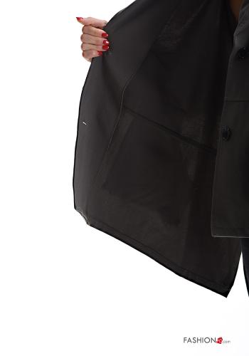 Giacca in Cotone asimmetrico taglio vivo con colletto senza fodera con bottoni con tasche - ph 6