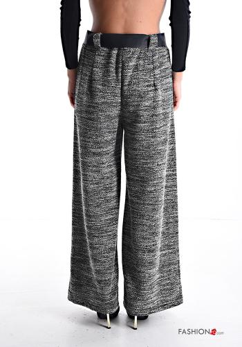 wide leg Hose mit Taschen mit gummizug mit stoffgürtel - ph 2