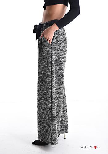 wide leg Hose mit Taschen mit gummizug mit stoffgürtel - ph 3