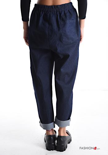 denim Cotton Trousers with pockets with elastic - ph 2