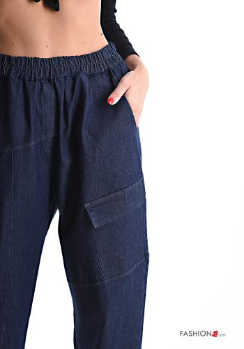 denim Cotton Trousers with pockets with elastic - ph 4