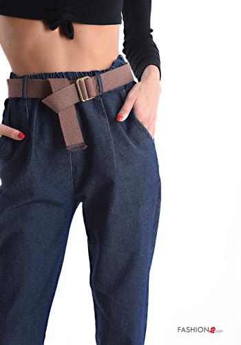 Hose aus Baumwolle mit Gürtel mit gummizug mit Taschen - ph 4