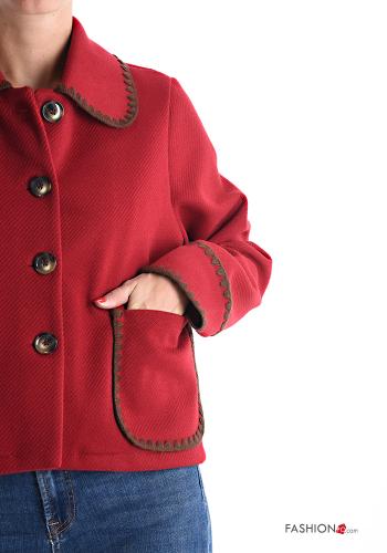 Giacca in Misto Lana maniche lunghe con colletto senza fodera con bottoni con tasche - ph 4