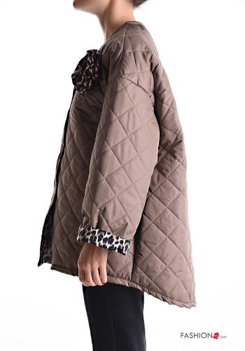 Animal print long sleeve quilted Puffer Jacket with buttons with lining - ph 3