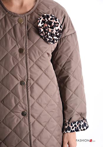 Animal print long sleeve quilted Puffer Jacket with buttons with lining - ph 4