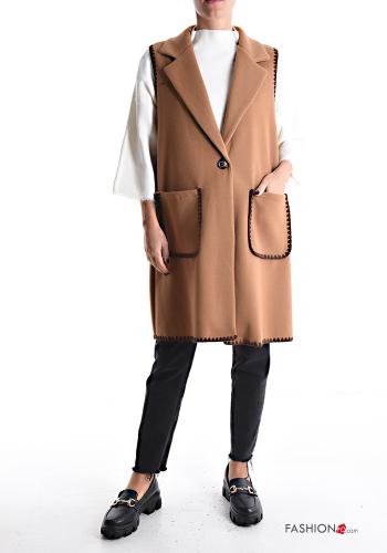Wool Mix Gilet with buttons without lining with pockets