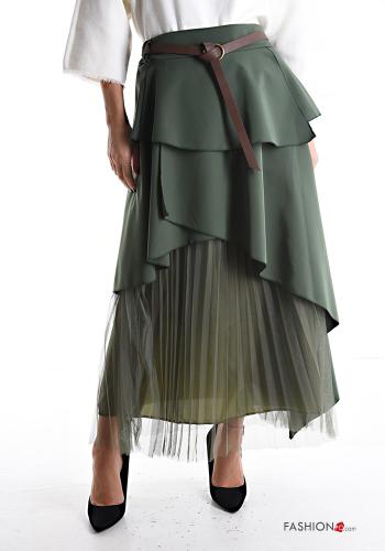 Gonna plissé tulle con fodera con cintura con balze - ph 1