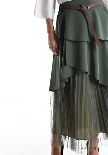 Gonna plissé tulle con fodera con cintura con balze - ph 4