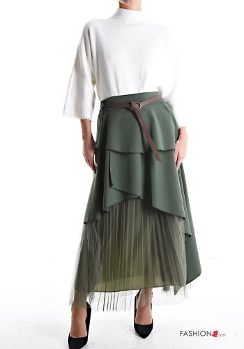 Gonna plissé tulle con fodera con cintura con balze - ph 5