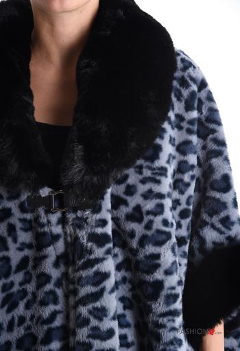 Animal print faux fur Poncho 3/4 sleeve - ph 4