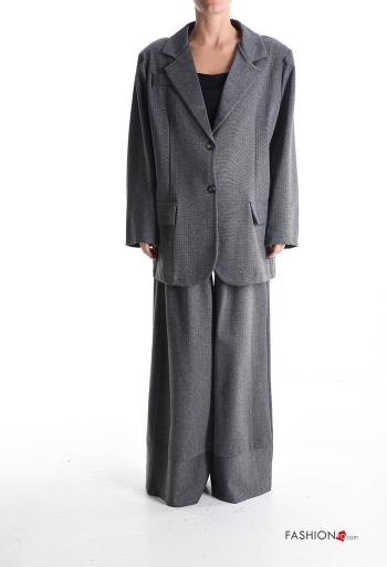 Striped oversized wide leg Suit with pockets with elastic