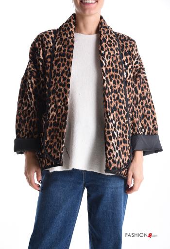 Animal print long sleeve quilted Duster Coat without lining - ph 1