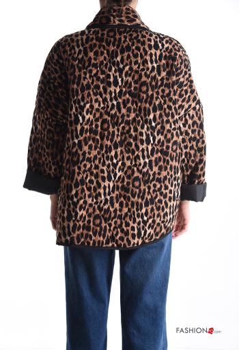 Animal print long sleeve quilted Duster Coat without lining - ph 2